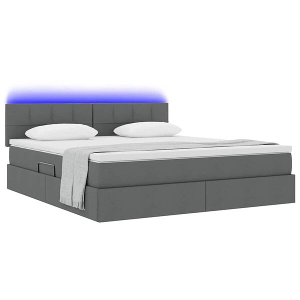 vidaXL Opbergbed met LED met matras Donkergrijs 180 x 200 cm Stof
