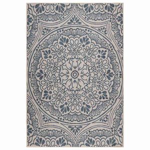 vidaXL Buitenkleed met patroon platgeweven 200x280 cm blauw