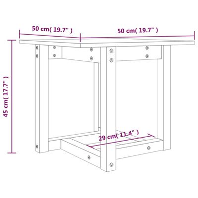 vidaXL Salontafel 50x50x45 cm massief grenenhout