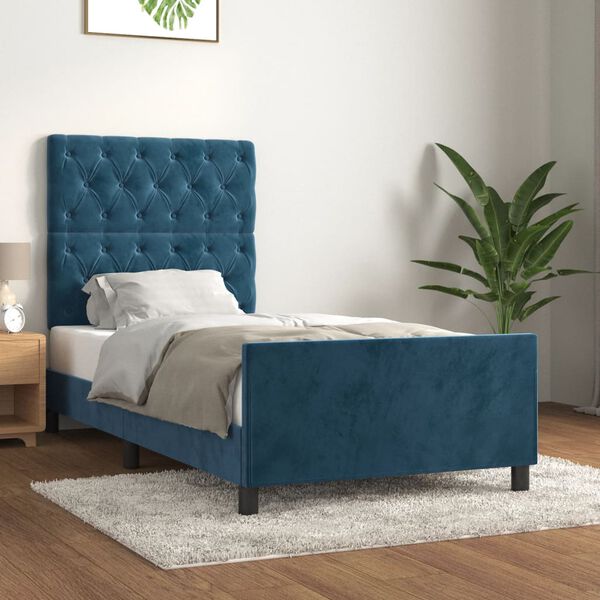 vidaXL Bedframe zonder matras 80x200 cm fluweel donkerblauw