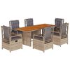 vidaXL 7-delige Tuinset met kussens poly rattan beige