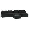 vidaXL 6-delige Loungeset met kussens poly rattan zwart