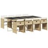 vidaXL 9-delige Tuinset met kussens poly rattan beige