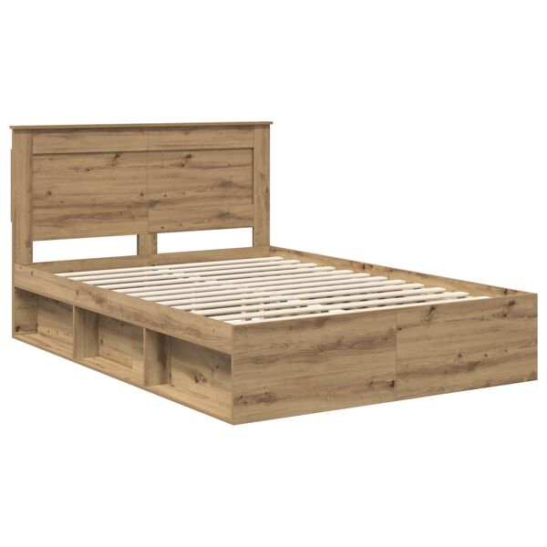 vidaXL Bedframe Ambachtelijk eiken 160 x 200 cm Massief grenenhout