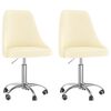 vidaXL Eetkamerstoelen 2 st draaibaar stof cr&egrave;mekleurig