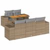 vidaXL 6-delige Loungeset met kussens poly rattan beige