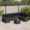 vidaXL Tuin Sofa Set met kussen 9 pcs Zwart Poly riet