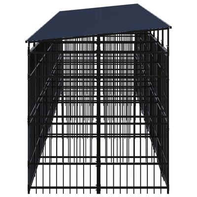 vidaXL Hondenkennel met dak 18,43 m² staal