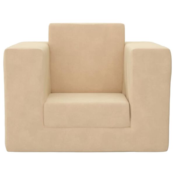 vidaXL Kinderslaapbank zacht pluche cr&egrave;mekleurig