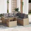 vidaXL 6-delige Loungeset met kussens poly rattan beige