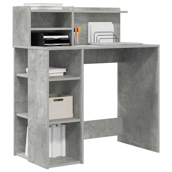 vidaXL Bureau met plank Beton Grijs 90 x 48 x 101,5 cm Bewerkt hout