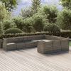 vidaXL 10-delige Loungeset met kussens poly rattan grijs
