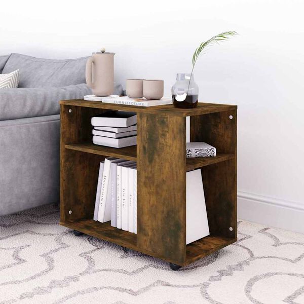 vidaXL Bijzettafel 70x35x55 cm bewerkt hout gerookt eikenkleurig