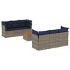 vidaXL 7-delige Loungeset met kussens poly rattan grijs