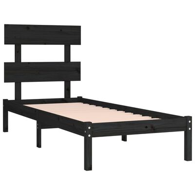 vidaXL Bedframe massief hout zwart 90x190 cm