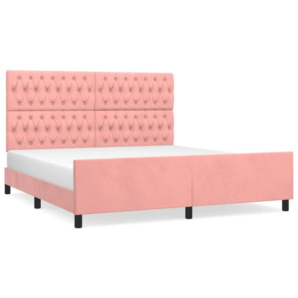 vidaXL Bedframe met hoofdeinde fluweel roze 180x200 cm