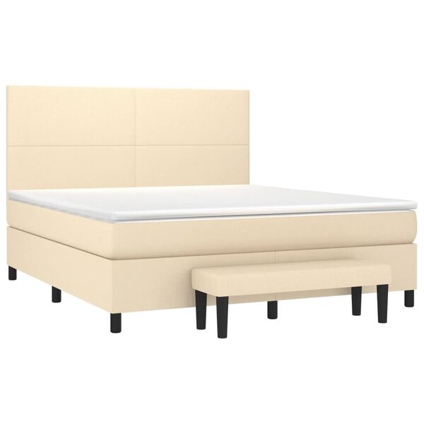 vidaXL Boxspring met matras stof cr&egrave;mekleurig 180x200 cm
