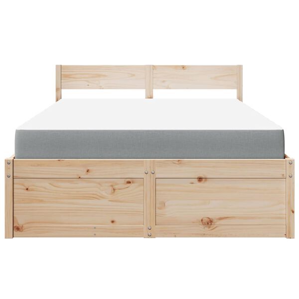 vidaXL Bed met lades en matras massief grenenhout 120x190 cm