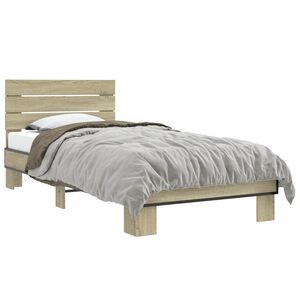 vidaXL Bedframe met Hoofdeinde Sonoma Eiken 80 x 200 cm Bewerkt hout