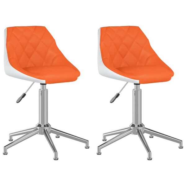 vidaXL Eetkamerstoelen draaibaar 2 st kunstleer oranje en wit