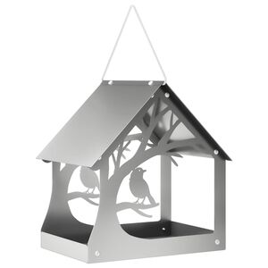 vidaXL Hangend vogelvoederhuisje Gegalvaniseerd staal zilver