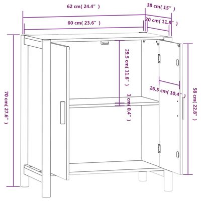 vidaXL Dressoir 62x38x70 cm bewerkt hout wit