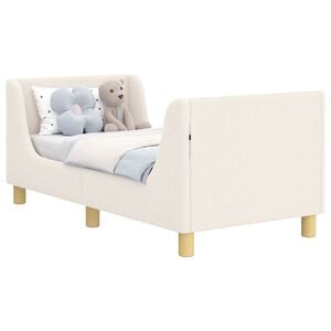 vidaXL Peuterbedframe met hoofdbord Cr&egrave;mekleurig 70 x 140 cm Boucl&eacute;