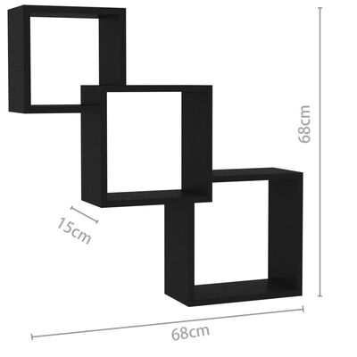 vidaXL Wandschappen kubus 84,5x15x27 cm spaanplaat zwart