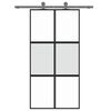 vidaXL Schuifdeur 102,5x205 cm gehard glas en aluminium zwart