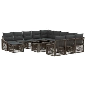 vidaXL Tuinbankenset 13 st Grijs en Donkergrijs poly rattan