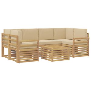 vidaXL Buiten bankenset 7 st Wit en Beige Polyester