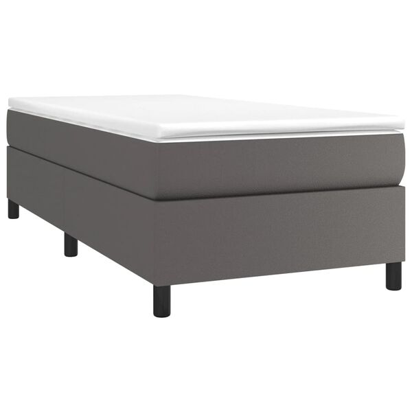 vidaXL Boxspring bed kunstleer grijs 90x200 cm