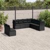 vidaXL 9-delige Loungeset met kussens poly rattan zwart