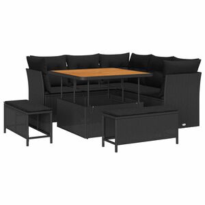 vidaXL Tuin Sofa Set 8 st 5-zits Zwart poly rattan