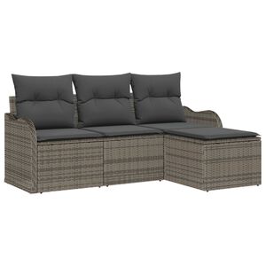 vidaXL Tuin Sofa Set met kussen 4 pcs Grijs Poly riet