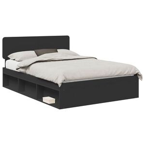 vidaXL Bedframe met hoofdeinde Zwart 140 x 200 cm Massief grenenhout