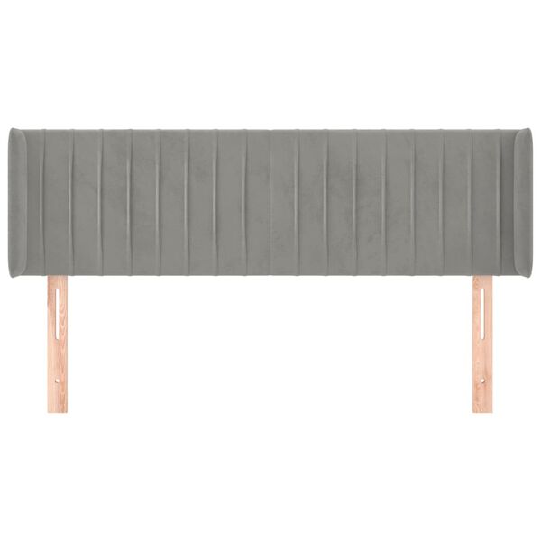 vidaXL Hoofdbord met randen 147x16x78/88 cm fluweel lichtgrijs