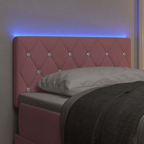 vidaXL LED Hoofdbord met LED-striplichten Roze 80 cm Polyester