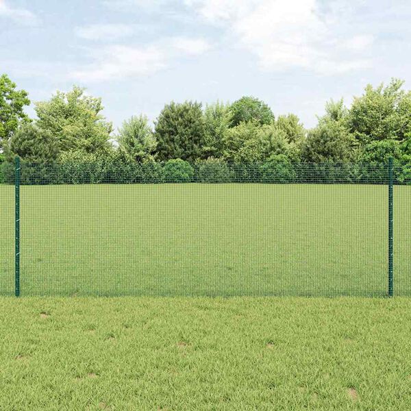 vidaXL Hek met Paal Groen 0,8 x 10 m Staal en PVC