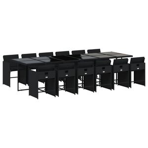 vidaXL 13-delige Tuinset met kussens poly rattan zwart