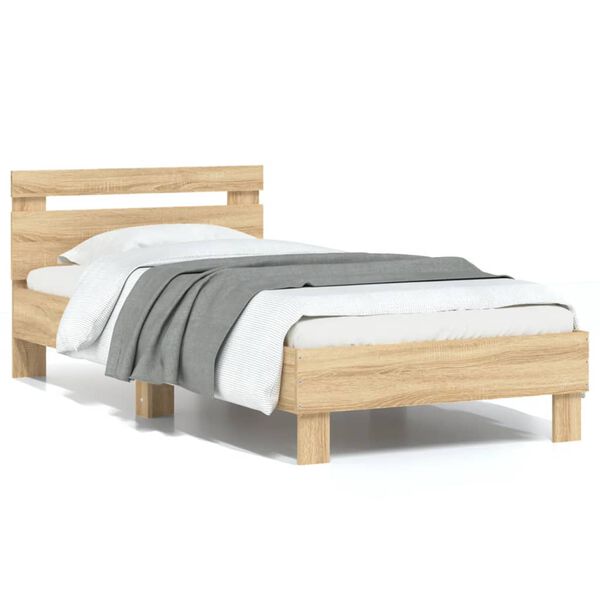 vidaXL Bedframe met hoofdbord zonder matras sonoma eiken 90x200 cm