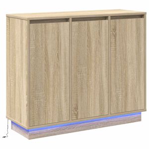 vidaXL LED Sideboard Sonoma Eiken 90 x 32 x 75 cm Bewerkt hout
