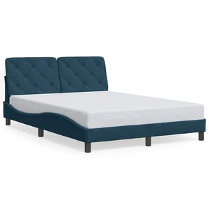 vidaXL Bedframe zonder matras fluweel blauw 140x200 cm