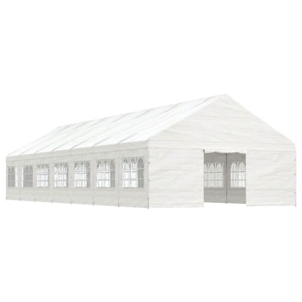 vidaXL Prieel met dak 15,61x5,88x3,75 m polyetheen wit