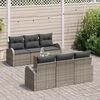 vidaXL Tuinbankenset met kussen 7 pcs Grijs poly rattan
