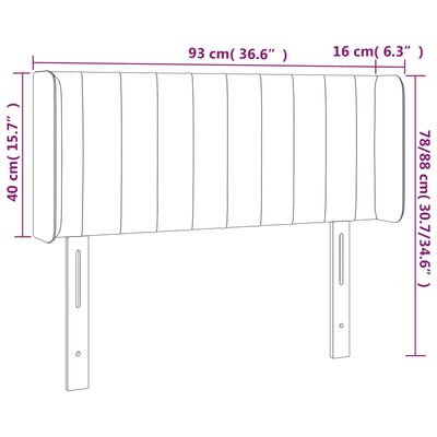 vidaXL Hoofdbord met randen 93x16x78/88 cm fluweel zwart