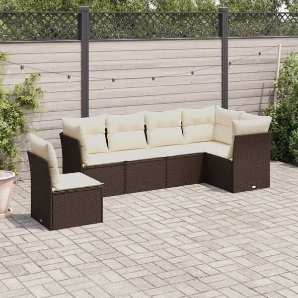 vidaXL 7-delige Loungeset met kussens poly rattan bruin
