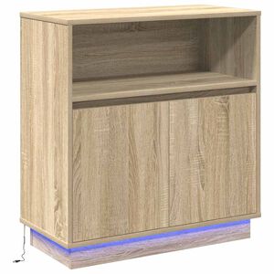 vidaXL LED Sideboard Sonoma Eiken 71 x 34,5 x 75 cm Bewerkt hout