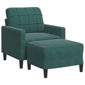 vidaXL Fauteuil met voetenbank 60 cm fluweel donkergroen