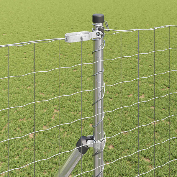 vidaXL Hek met Paal Zilver 1,6 x 10 m Staal en PVC